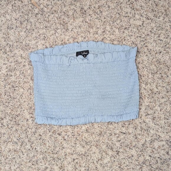Lulus Blue Ruffle Tube Top- Size M - Picture 1 of 2